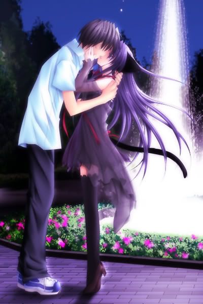 romantic anime couples kissing. couple kissing drawing. ene
