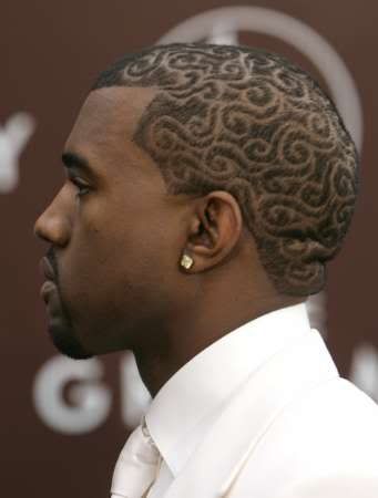 kanye west hairstyle. Kanye West with artistic