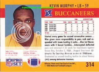 Kevin Murphy lb Buccaneers 1990 Pro Set Last One
